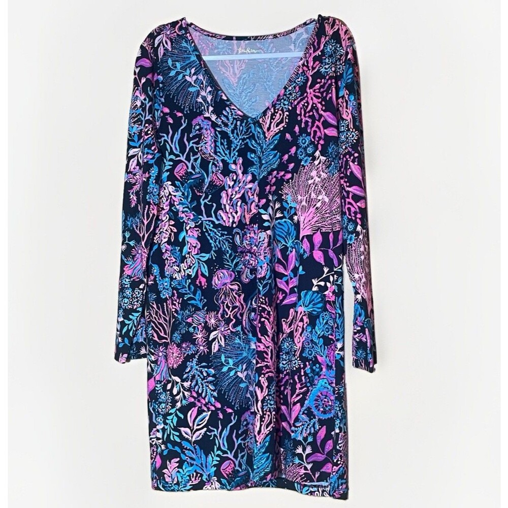 Lilly Pulitzer Etta Dress XL Pima Cotton Onyx Twilight Long Sleeve NWT Nautical